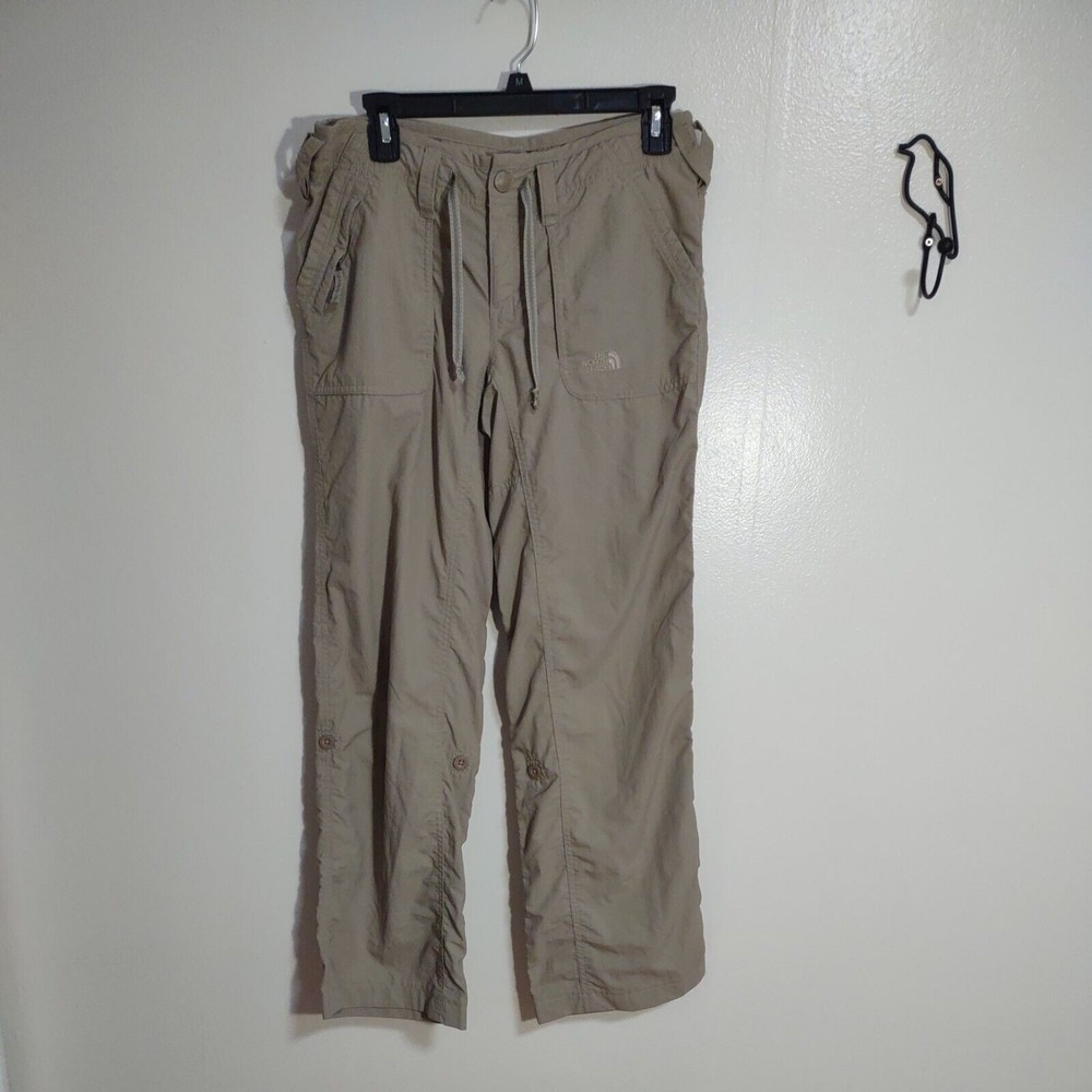 The North Face Women's Sz 6 Khaki Hiking Pants Pockets Roll-Up Drawstring